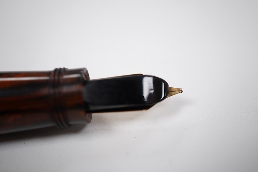 A Waterman No.45 safety pen with red ripple and mottled hard rubber cap and barrel - No.5 nib